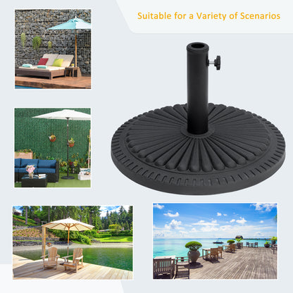 14kg Round Cement Parasol Base Umbrella Weight Stand Holder Fits Φ35mm,Φ38mm,Φ48mm Pole for Patio Outdoor Garden - Black