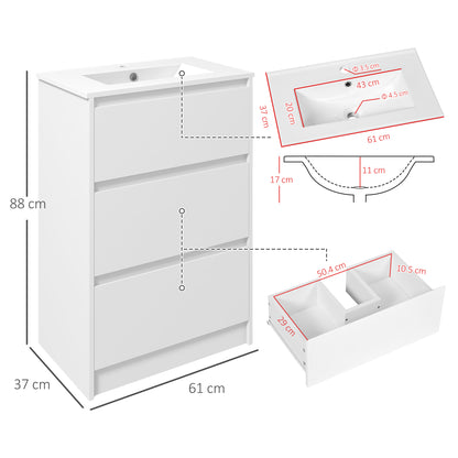 600mm Bathroom Vanity Unit with Basin and Single Tap Hole