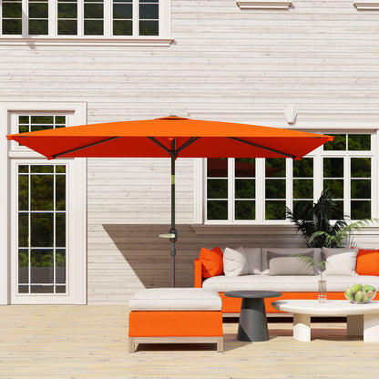 3x2m Garden Parasol Umbrella with Aluminium Pole, Tilt and Crank, Rectangular Outdoor Table Parasol Sun Shade for Patio