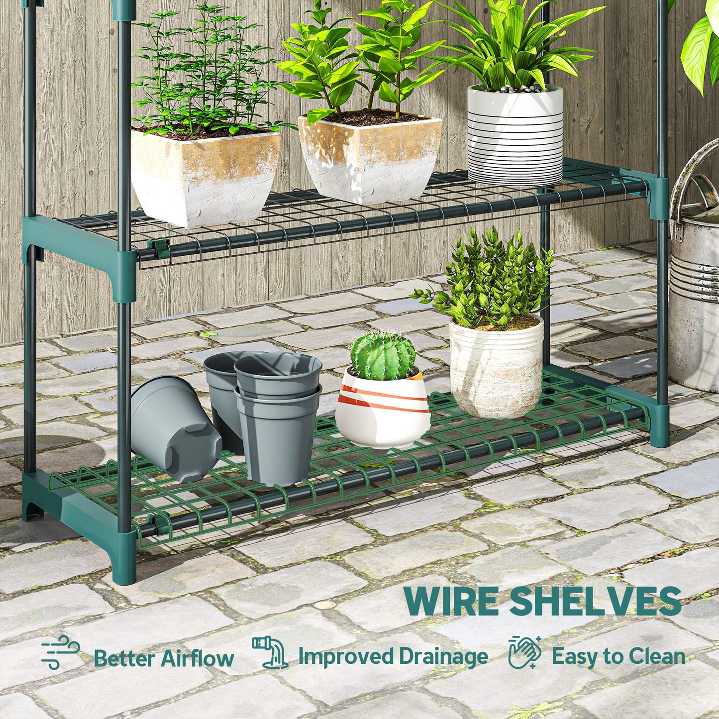 4-Tier Plant Stand Indoor Outdoor, Set of 2 Metal Plant Shelf with Rack Buckles for Easy Assembly, Flower Display Rack