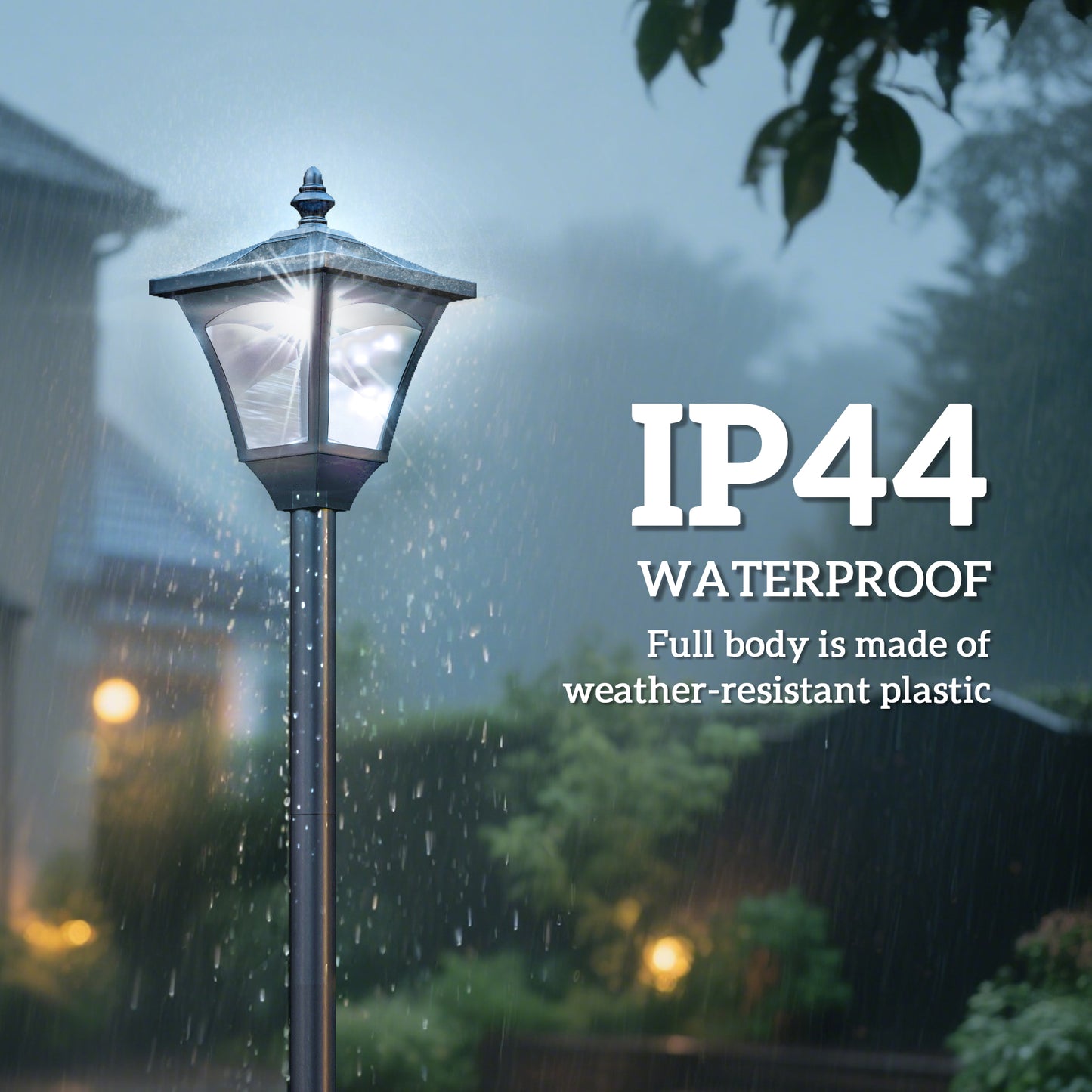 1.2m Solar Powered Outdoor Lamp Post - Black
