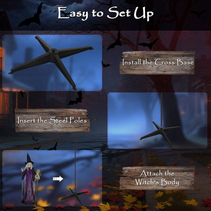 6ft Animated Witch Decoration, with Sound - Purple/White