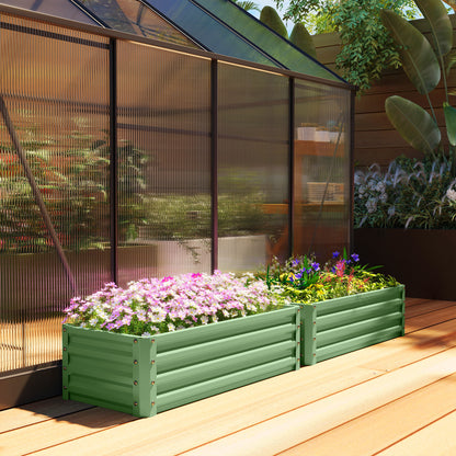 Set of Two 110 x 50cm Steel Planter Boxes - Light Green