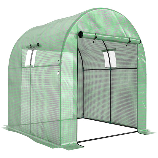 180 x 180cm Walk-In Polytunnel Greenhouse - Green
