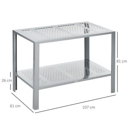 2-Tier Plant Stand, Corner Plant Shelf for Outdoor and Indoor Storage Organizer, Freestanding Flower Rack with Steel Frame