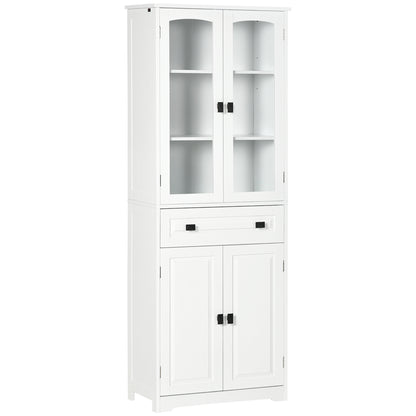 Kitchen Cupboard, Freestanding Storage Cabinet with 2 Adjustable Shelves, Drawer and Glass Door for Living Room, Dining Room