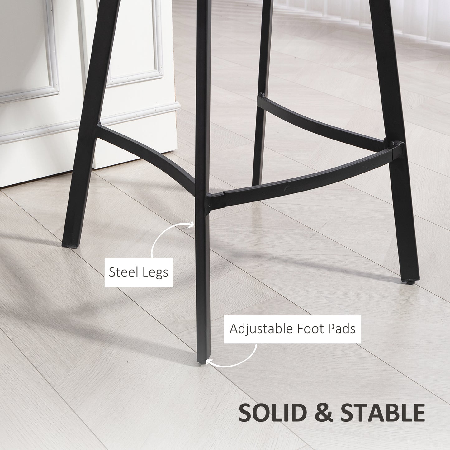Bar Stools Set of 2, PU Leather Dining Stools with Backrest, Footrest, for Kitchen, Counter, Breakfast Bar, Grey