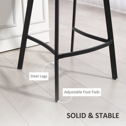 Bar Stools Set of 2, PU Leather Dining Stools with Backrest, Footrest, for Kitchen, Counter, Breakfast Bar, Grey