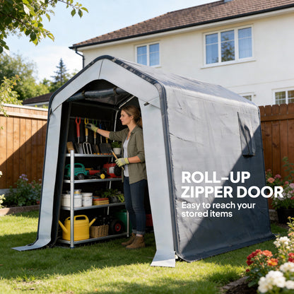 1.8 x 2.4m Garden Storage Shed Tent, Waterproof Portable Shed Shelter for Motorbike, Garden Tools, Bike Storage