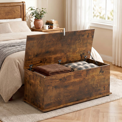 Storage Chest, Large 113L Blanket Box, Shoe Bench with Safety Hinged Lid, Storage Trunk, Bed End Bench for Bedroom, Hallway