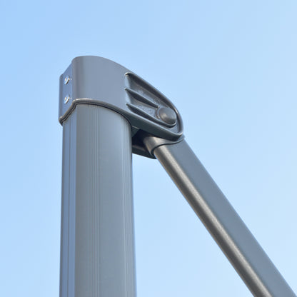 3 x 3(m) Cantilever Parasol with Cross Base, Garden Umbrella with 360° Rotation, Crank Handle and Tilt for Outdoor, Patio