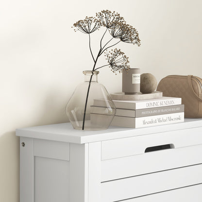Narrow Shoe Cabinet with 3 Flip Drawers - White