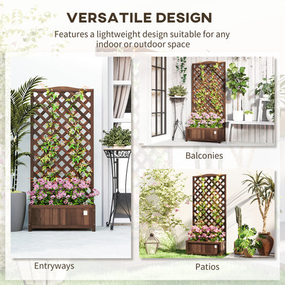 Wooden Planter with Trellis, Freestanding Raised Bed for Garden with Lattice, Outdoor Planter Box for Climbing Plants, Vines