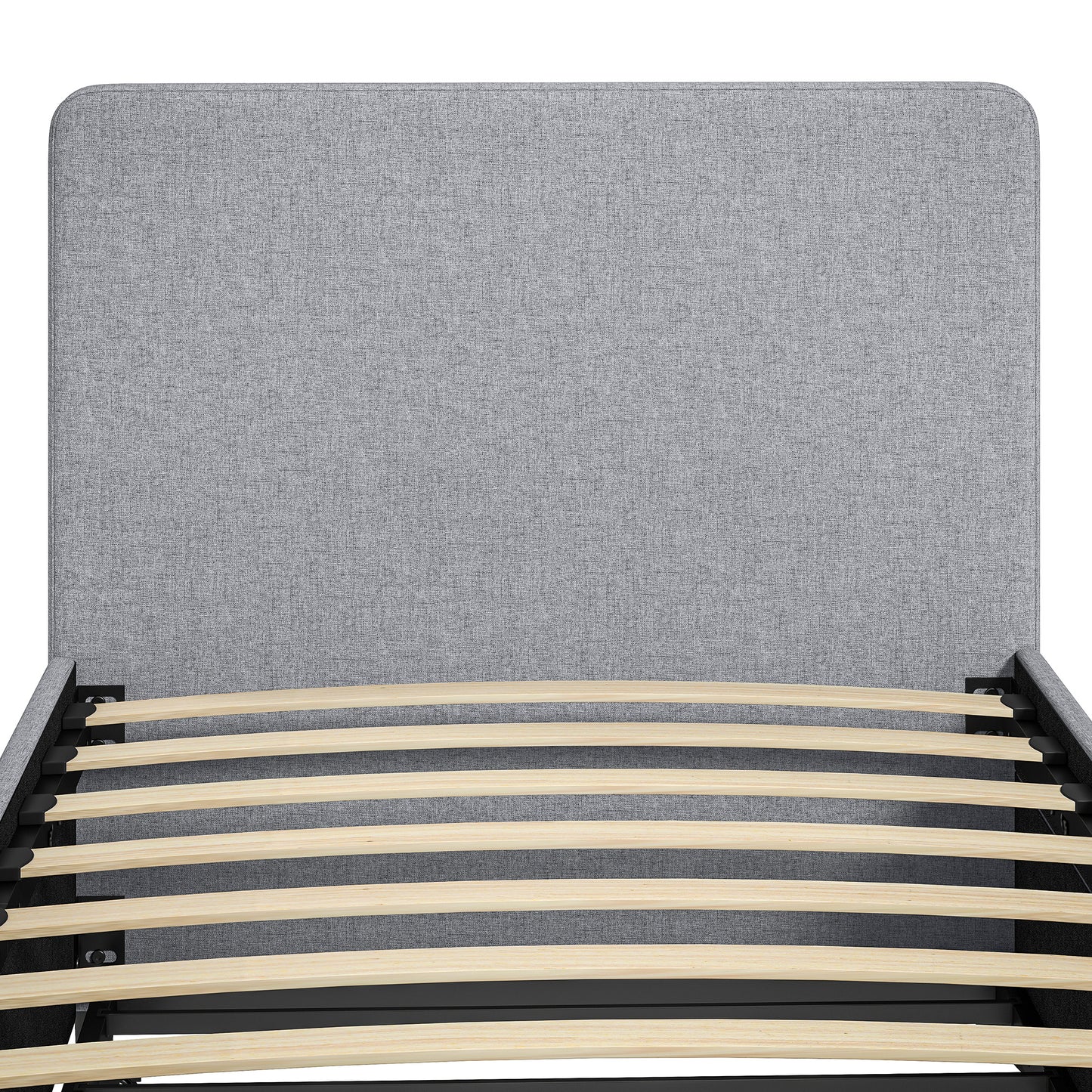 3ft Single Bed Frame with Trundle, Upholstered Pull Out Trundle Bed with Headboard and Footboard, Light Grey