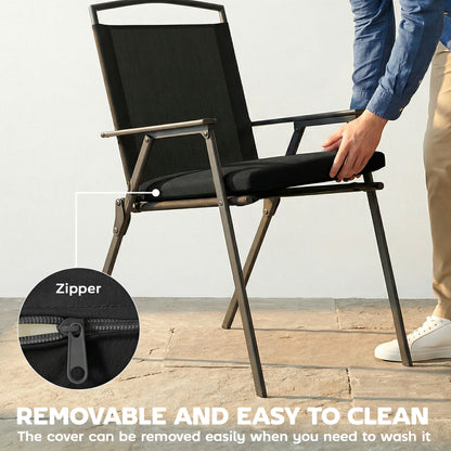 Outdoor Seat Cushions Set of 2 with Ties, Waterproof Garden Seat Pads, Black