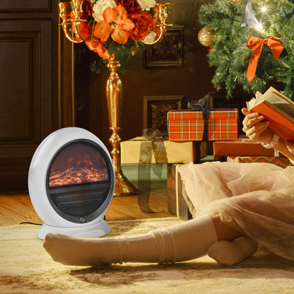 Freestanding Electric Fireplace Indoor Space Table Top Heater with Realistic Flame Effect, Rotatable Head