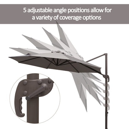 3m Cantilever Aluminium Frame Outdoor Garden Parasol Grey