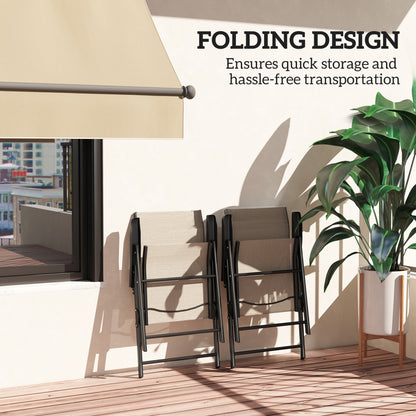 Set of Two Folding Outdoor Chairs - Brown/Black