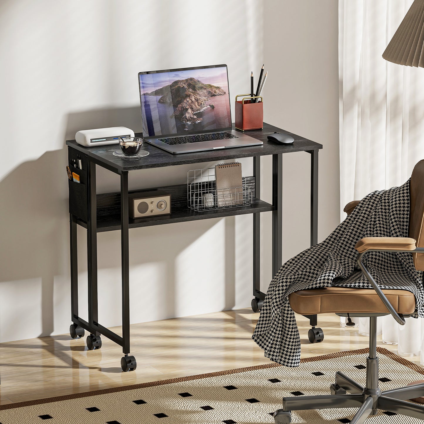 80 cm Drop Leaf Writing Work Desk - Black