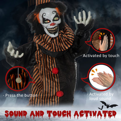 67 Inch Life Size Outdoor Halloween Decorations Talking Circus Clown, Animated Prop Animatronic Decor with Light Up Eyes