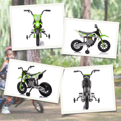 12V Kids Electric Motorbike, Kids Electric Ride on motorcycle w/ Twist Grip Throttle, Training Wheels, Green