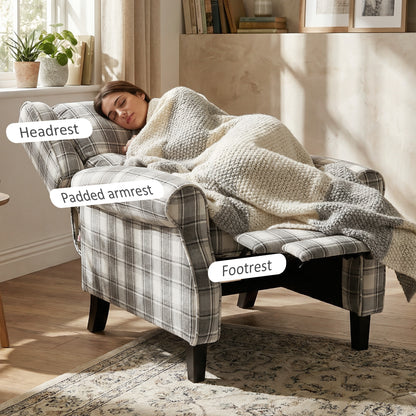 160° Reclining Armchair, with Footrest - Grey and White