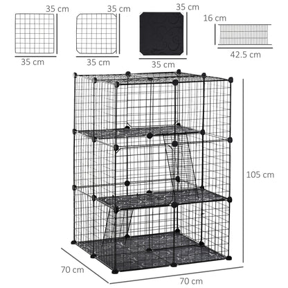 Pet Playpen DIY Small Animal Cage Enclosure Metal Wire Fence 39 Panels with 3 Doors 2 Ramps for Kitten Bunny Chinchilla Pet M
