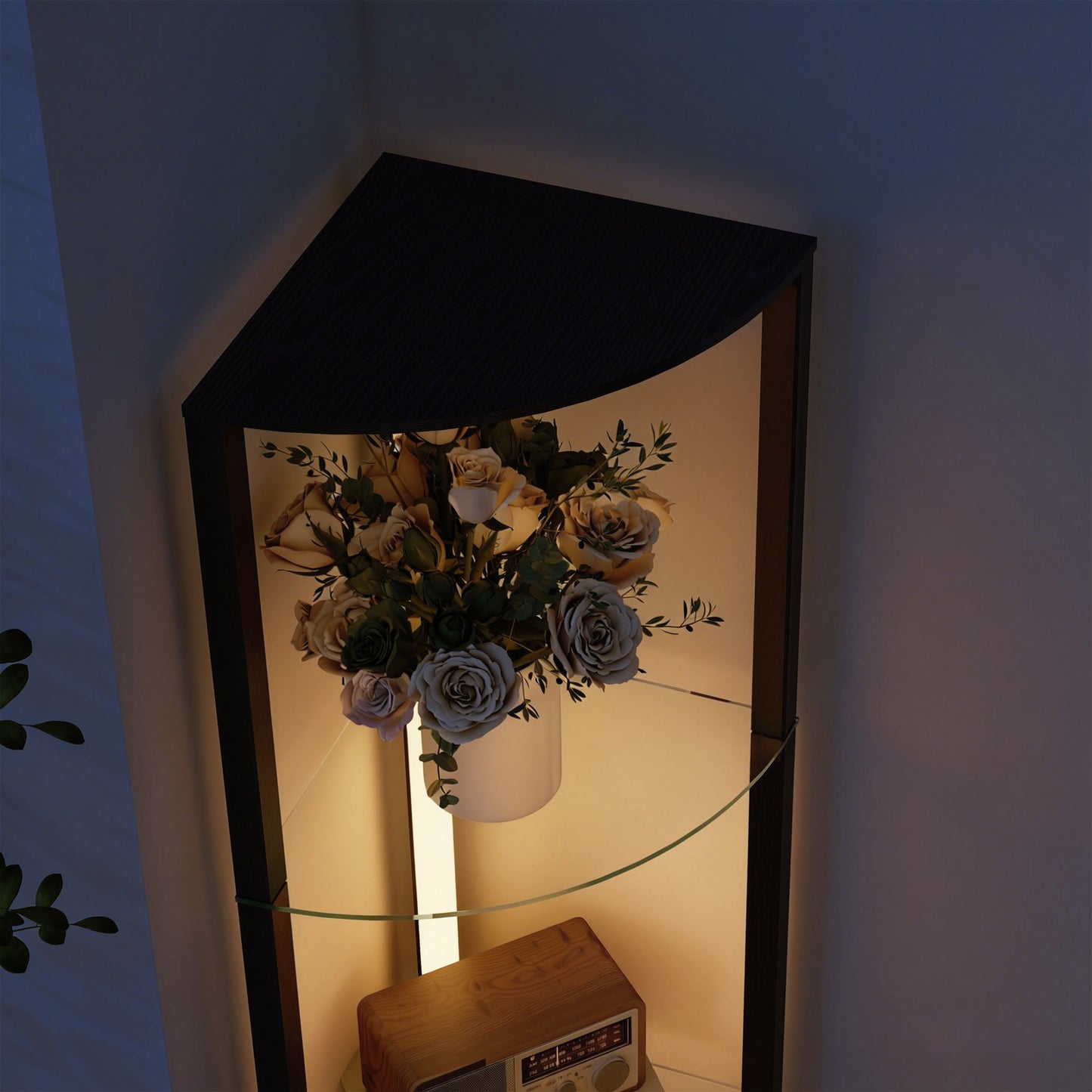 LED Floor Lamp with Shelves, Dimmable Standing Lamp with Foot Switch for Living Room, Bedroom, Black