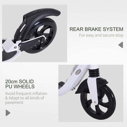 Folding Kick Scooter Hight-Adjustable Urban Scooter w/ Rear Brake, Double Shock Absorption System & 2 Big Wheels
