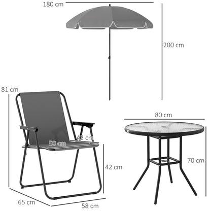 4 Seater Garden Furniture Set, 6 Pieces Garden Table and Chairs with Parasol, Outdoor Garden Dining Set
