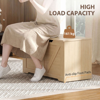100L Home Storage Box, with Safety Hinge - Nature Wood Finish