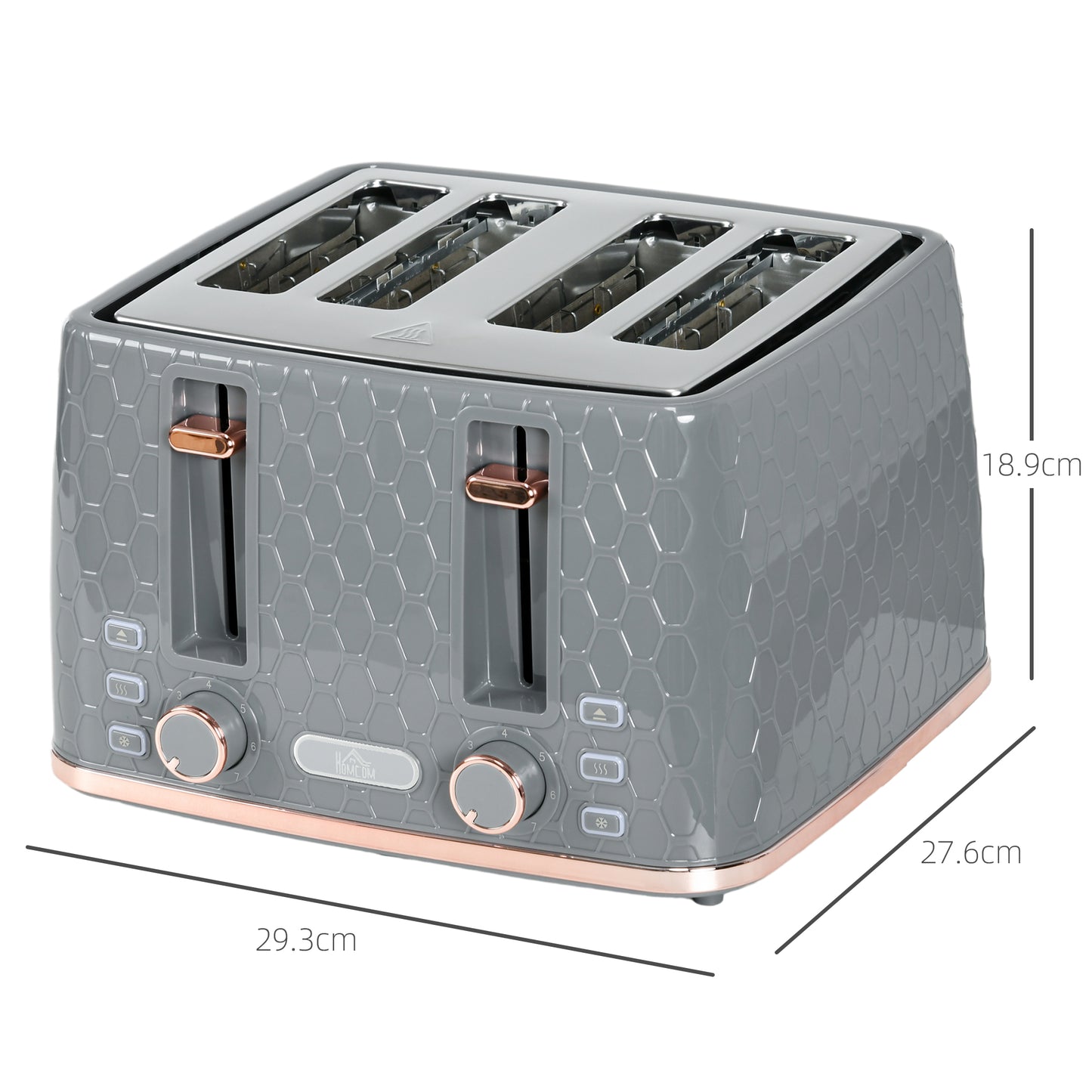 Four-Slice Honeycomb Toaster - Grey