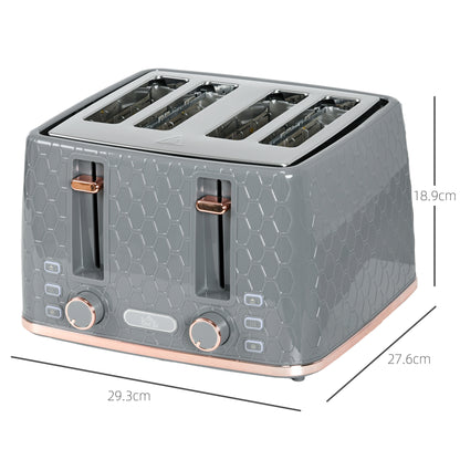 Four-Slice Honeycomb Toaster - Grey