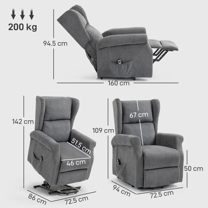 Power Lift Recliner Armchair, Electric Lift Chair for Elderly, Fabric Riser and Reclining Chair with Remote Control