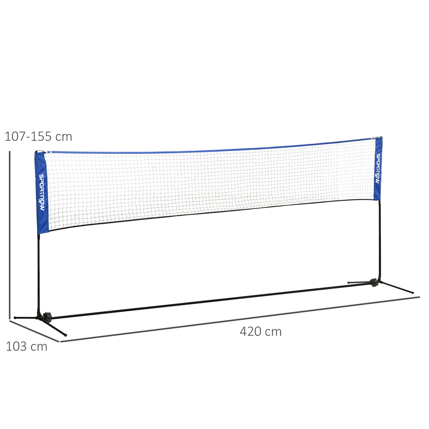 4m Badminton Net, Height Adjustable Outdoor Sports Net, with Carry Bag, for Tennis, Pickleball, Volleyball, Blue