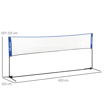 4m Badminton Net, Height Adjustable Outdoor Sports Net, with Carry Bag, for Tennis, Pickleball, Volleyball, Blue