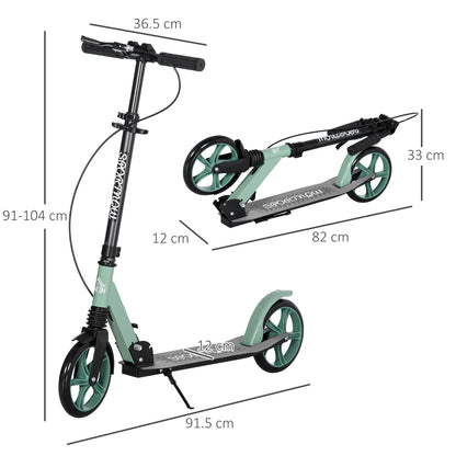 One-click Folding Kick Scooter for 14+ w/ Adjustable Handlebar, Push Scooter with Kickstand, Dual Brake System