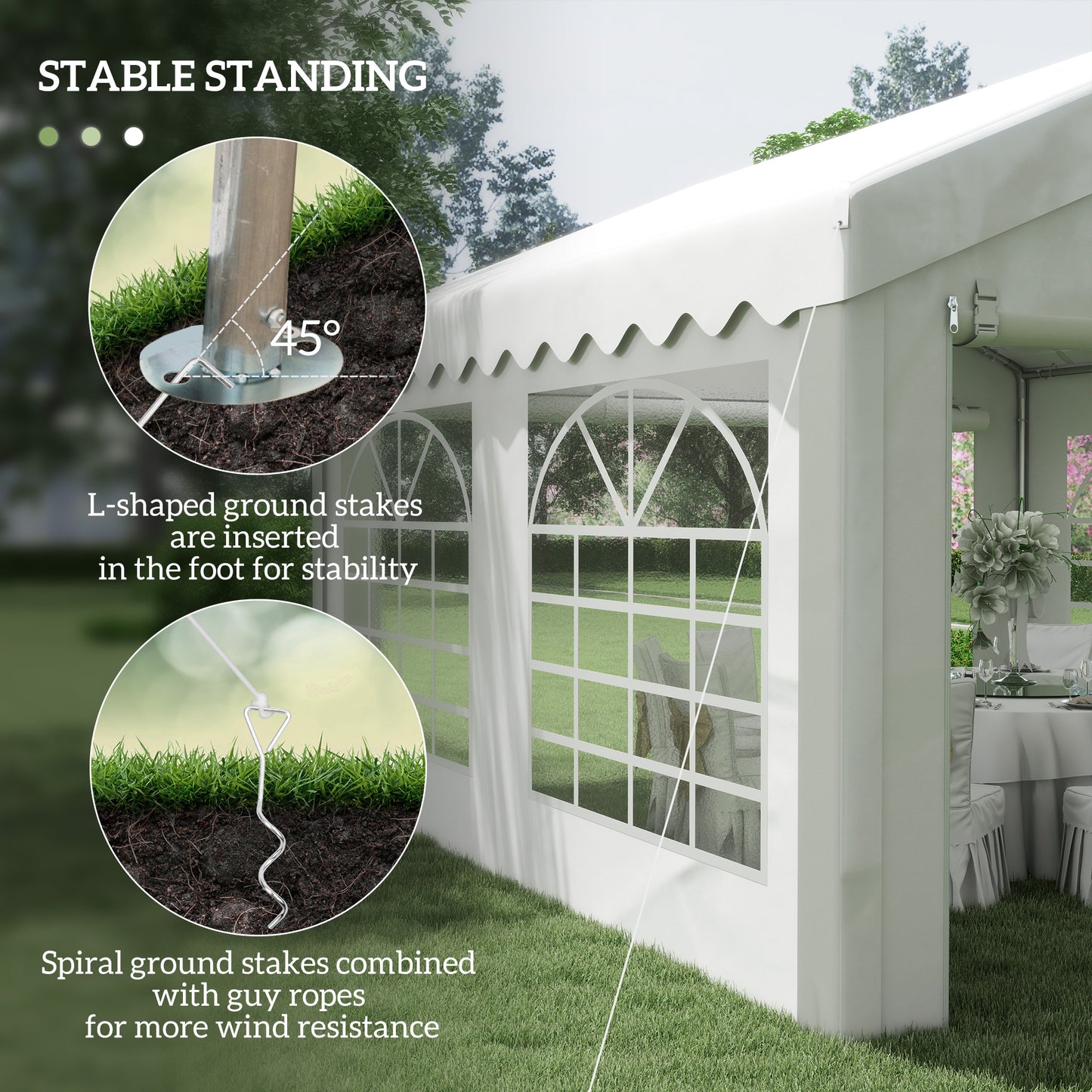 4m x 4m Marquee Party Tent, Heavy Duty Wedding Canopy with Sidewalls, Doors, Windows