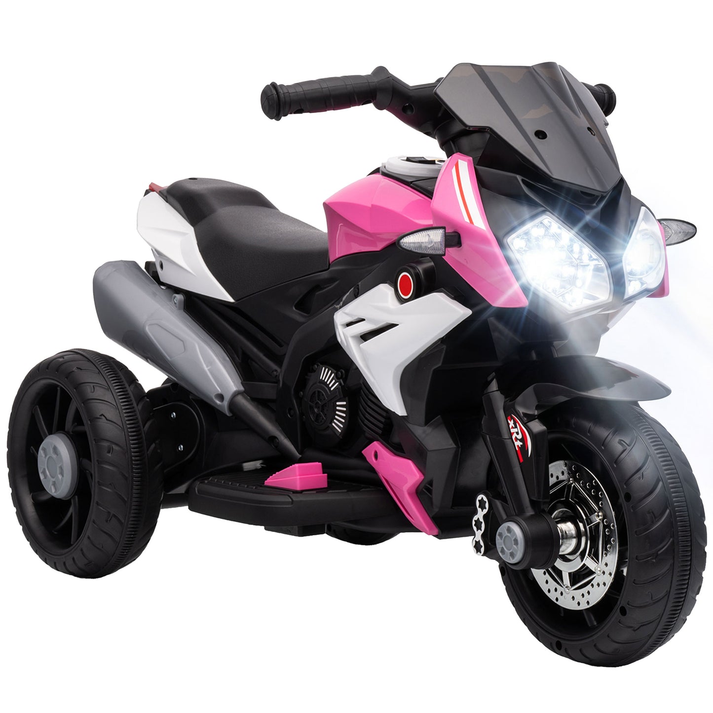 Kids Electric Motorcycle, 6V Ride on Motorcycle with 3 Wheels, LED Headlight, Music, Horn for Boys Girls 3-5 Y, Pink