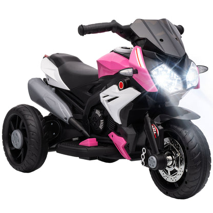 Kids Electric Motorcycle, 6V Ride on Motorcycle with 3 Wheels, LED Headlight, Music, Horn for Boys Girls 3-5 Y, Pink