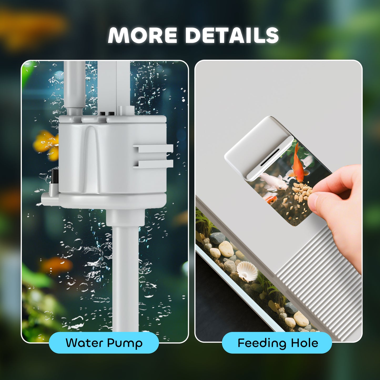 26L Glass Fish Tank With Filter System, LED Lights, Water Pump, White