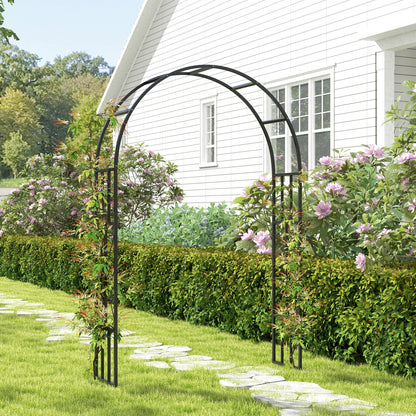 Steel Garden Arch, 2.2m High x 1.5m Wide Metal Garden Trellis for Climbing Plants Roses Wisteria Vines