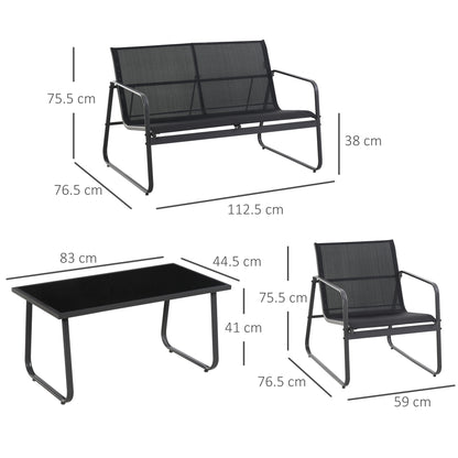 Four-Piece Minimalistic Garden Sofa Set - Black