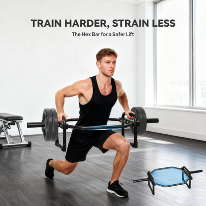 Olympic Trap Bar, 2" Hex Barbell Bar with 300kg Capacity for Deadlifts, Shrugs, Squats and Farmer Walks