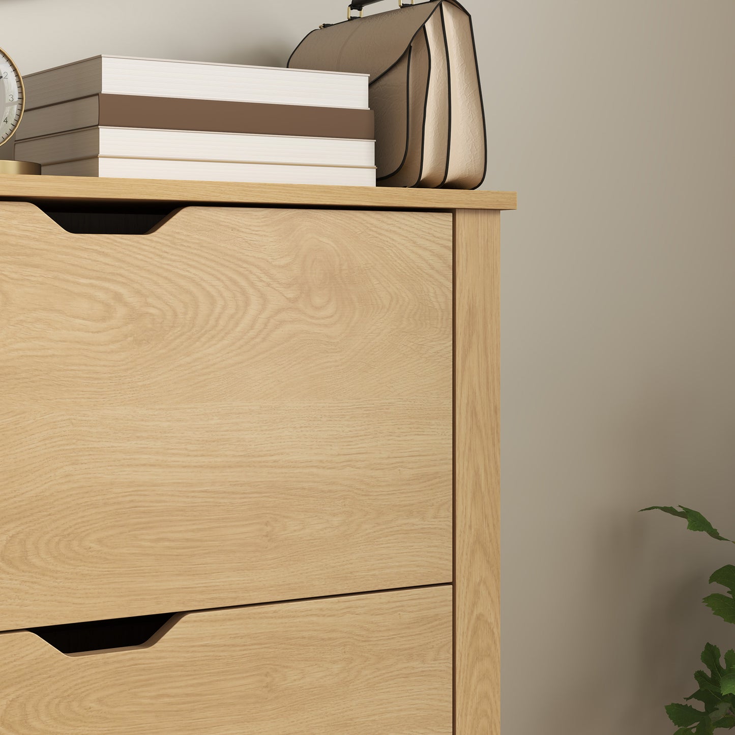 Slim Shoe Cabinet, Narrow Shoe Cupboard with 3 Drawers, Adjustable Shelves for 18 Pairs of Shoes, Natural Wood Finish