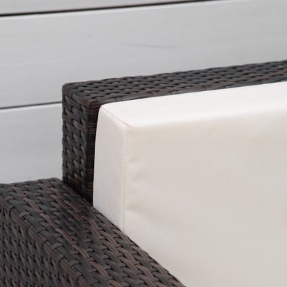 Single Seater Rattan Chair, PE Wicker Garden Armchair with 10 cm Thickened Cushion