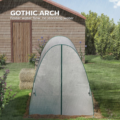 Polytunnel Greenhouse with Sandbags, Walk-In Tunnel Green House with 2 Doors and Screen Windows, 1.8 x 1.8 x 2m, White