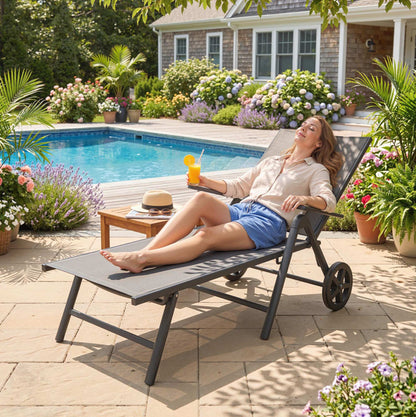 Five-Position Reclining Sun Lounger - Grey
