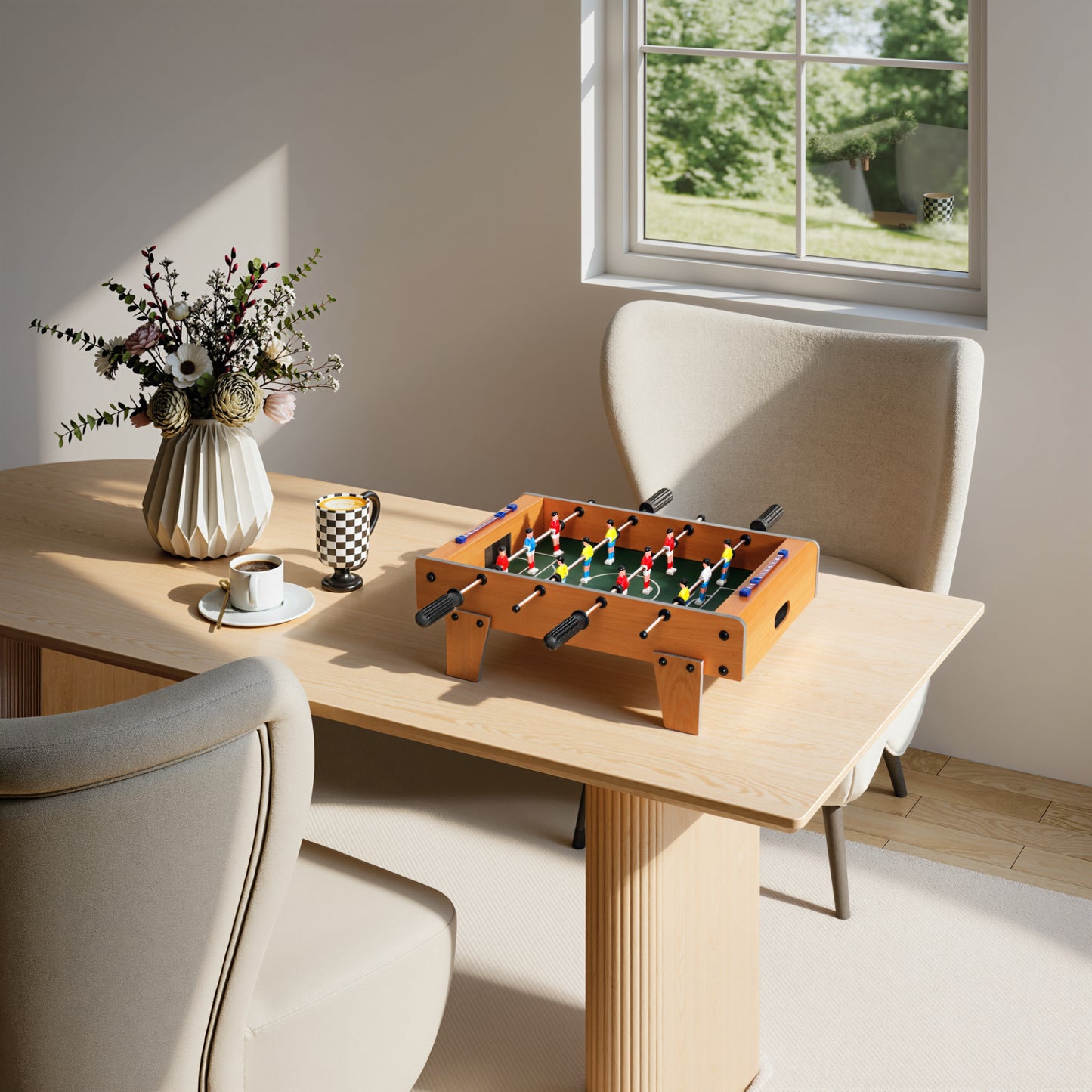 20 in Table-top Football Table with Stainless Steel Rods, Compact Foosball Table for Kids and Adults