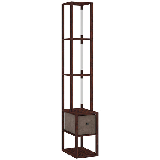 Floor Lamp with Shelves, LED Column Modern Standing Lamp with Fabric Drawer, Adjustable Brightness